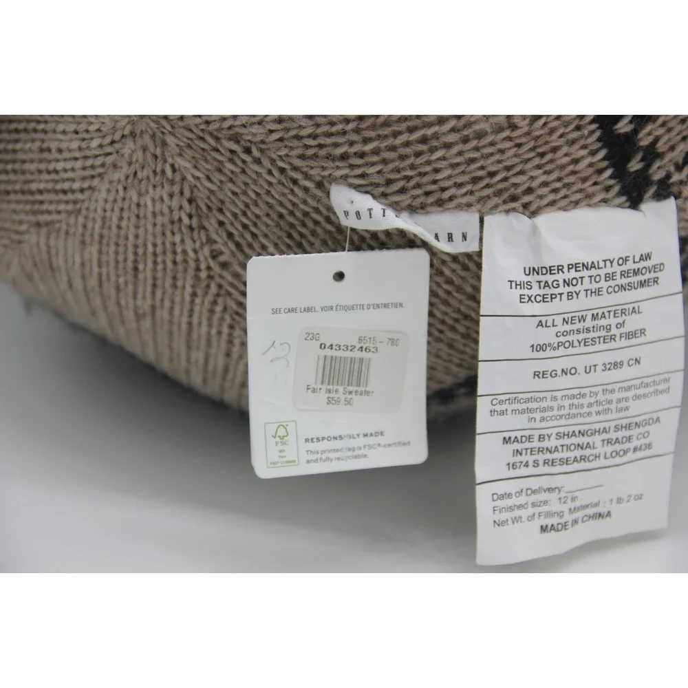 Pottery Barn Fair Isle Sweater Pillow Round 12